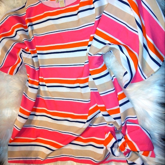 Like New MICHAEL KORS Women's Sporty Striped Side Tie top~Medium~ - Picture 13 of 16